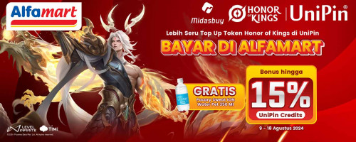 Top Up Honor of Kings dan Bayar di Alfamart, Gratis Pocari Sweat Ion + Bonus 15% UniPin Credits